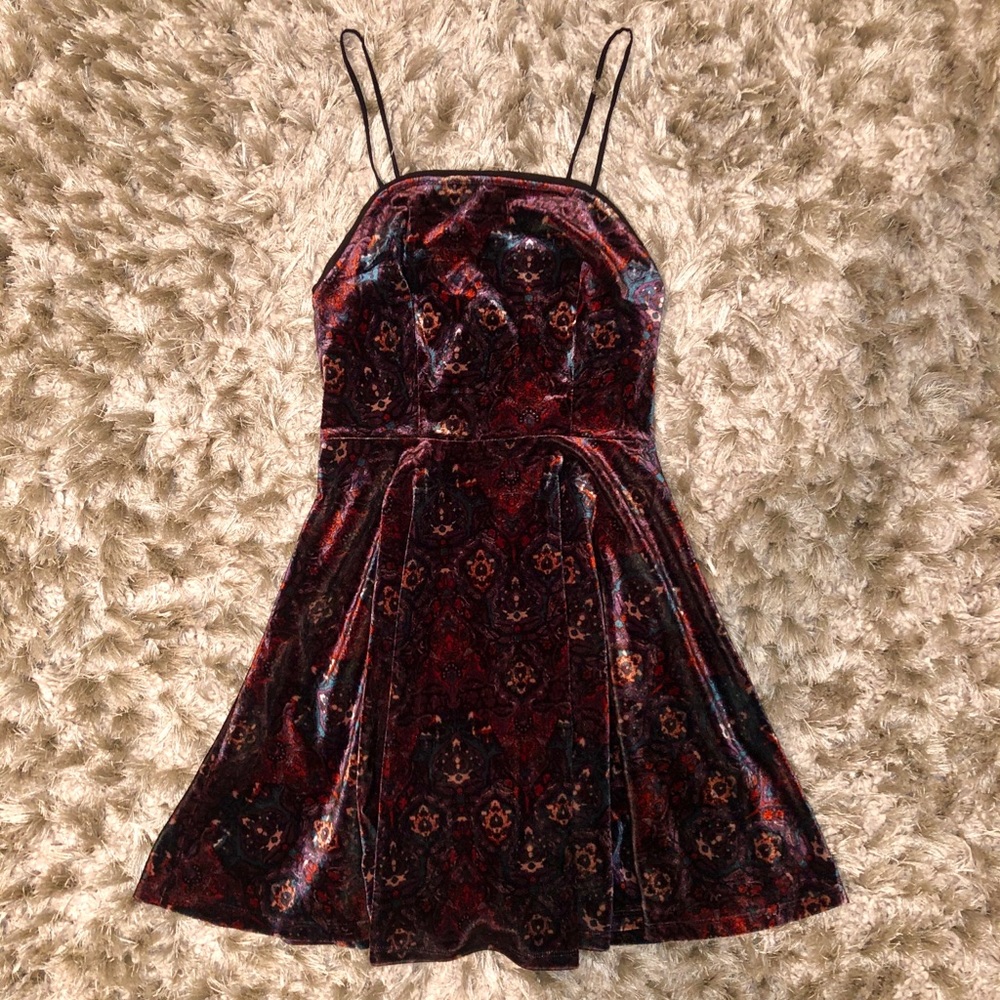 Urban outfitters multi color velvet mini dress